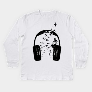 Headphone Electric Guitar Kids Long Sleeve T-Shirt